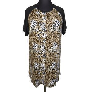 Lissome Hacci Knit Leopard Print Short Nightgown Sleep Shirt Plus Size 2X